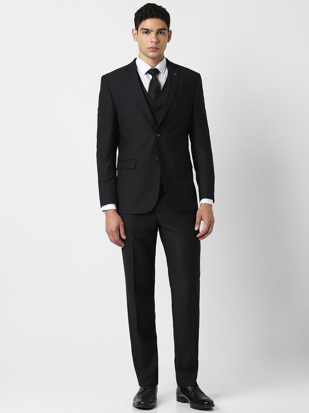 van heusen Peter England Elite Textured Slim-Fit Single-Breasted Three-Piece Formal Suits-picture-53