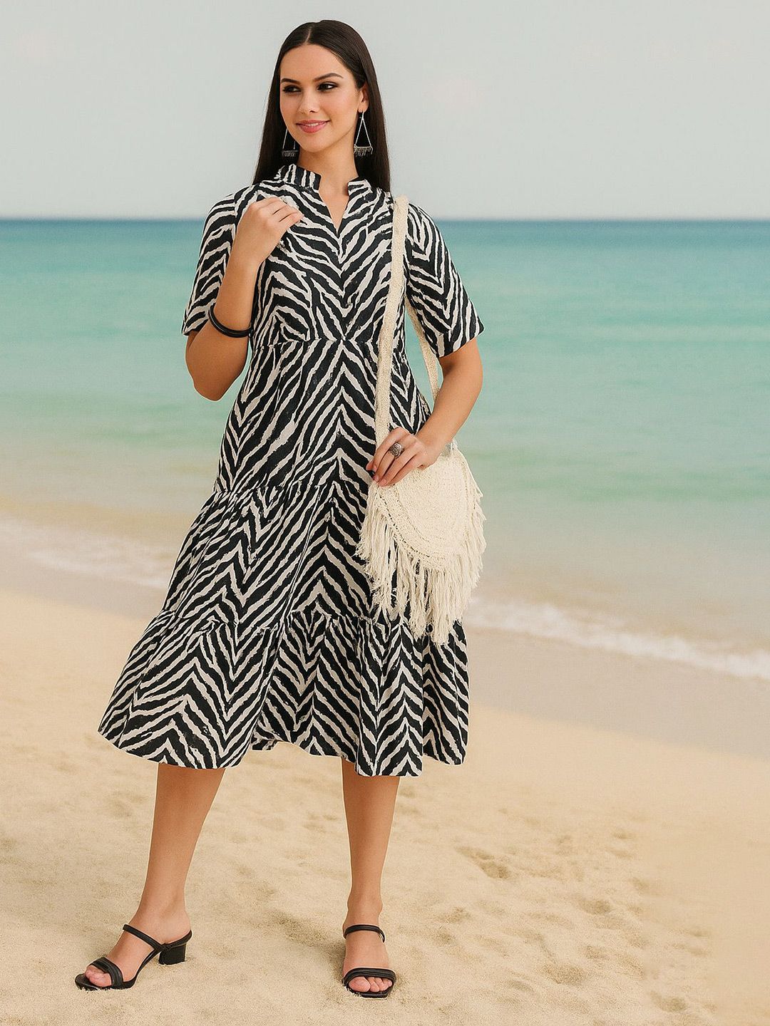 DressBerry Women Animal Printed Fit and Flare Knee Length Dress-picture-18