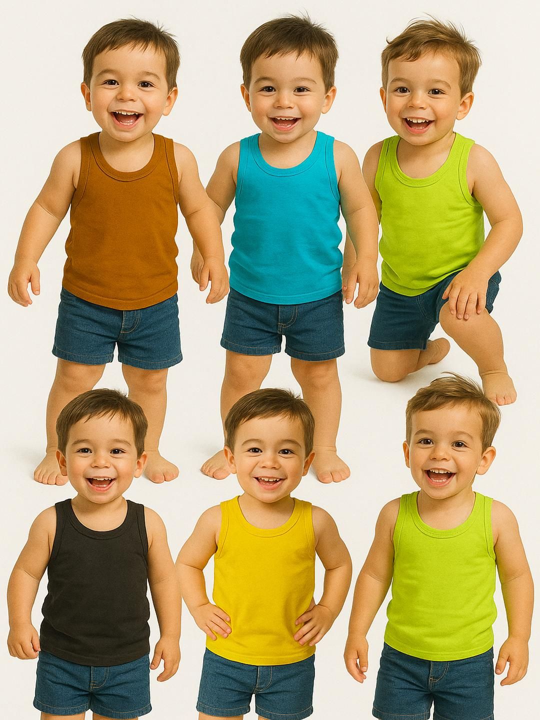 Cortica Kids Pack Of 6 Colorful Cotton InnerWear Vests-picture-33