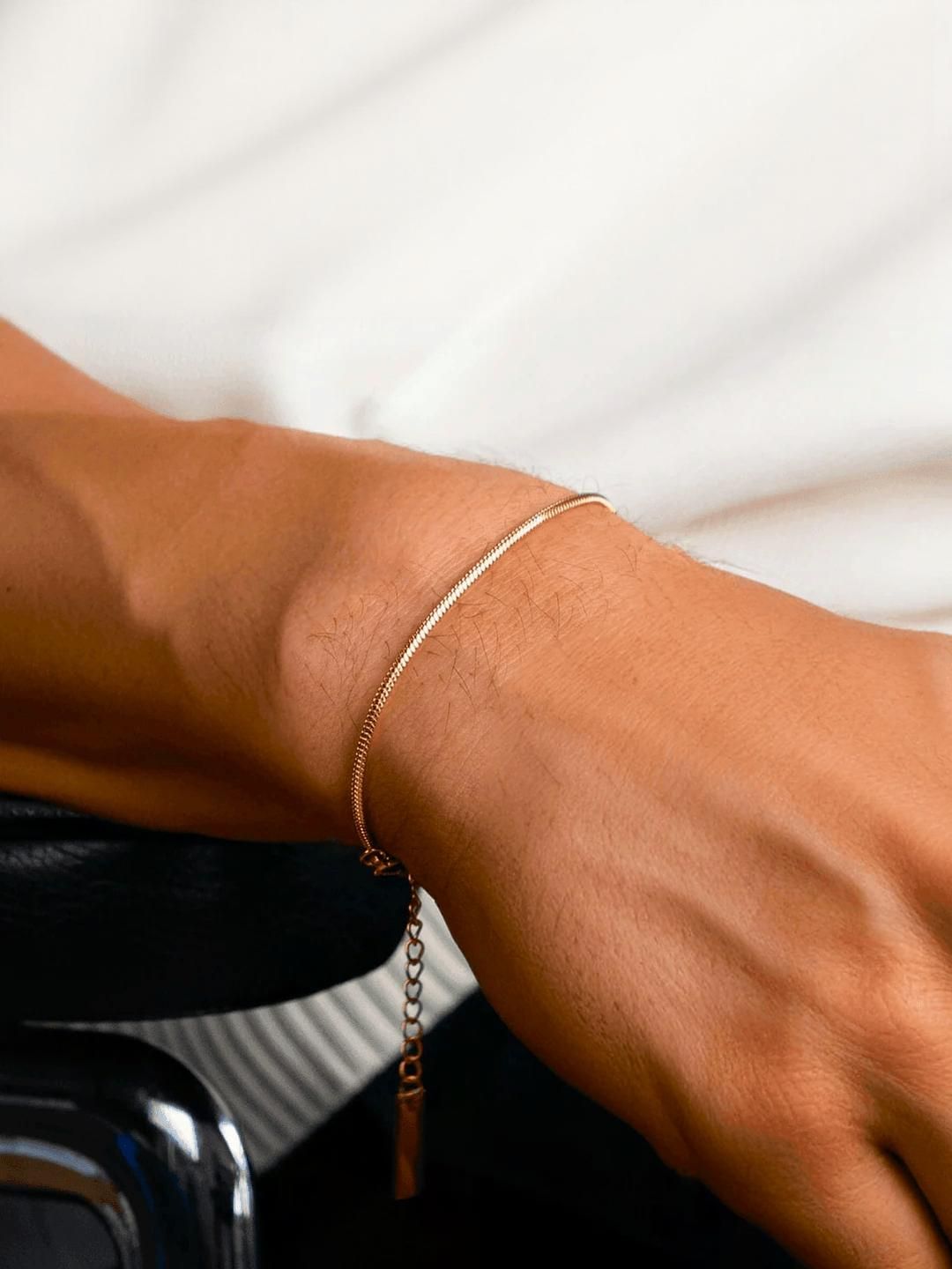 MILLER Men Stainless Steel 1mm Gold-Plated Link Bracelet