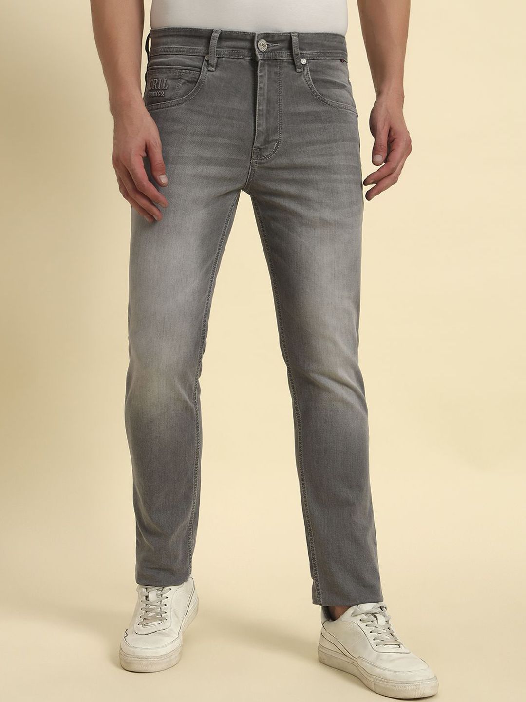 Cantabil Men Jean Fit Mid-Rise Heavy Fade Jeans-picture-40