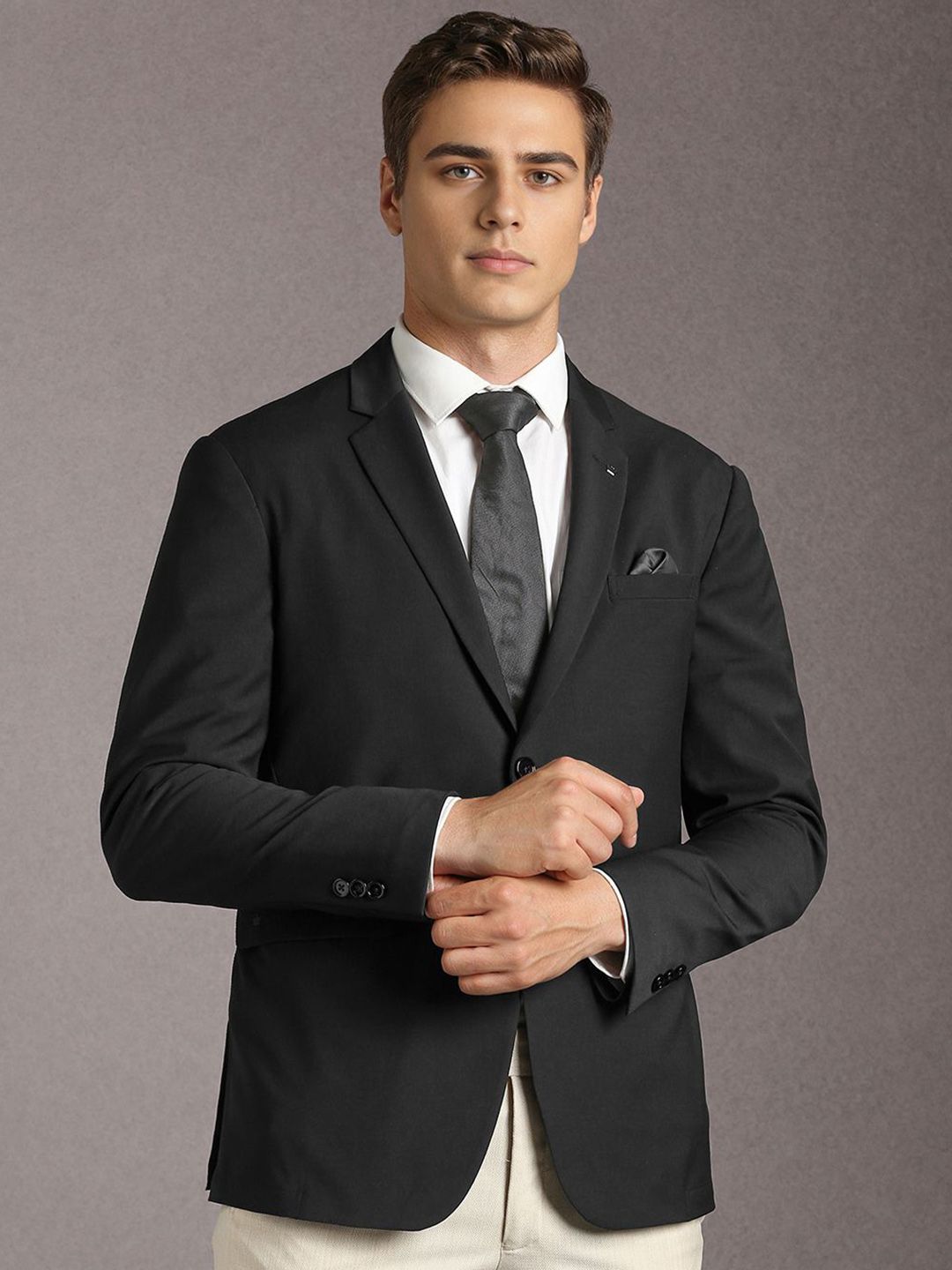 Louis Philippe Slim-Fit Single Breasted Formal Blazer-picture-44