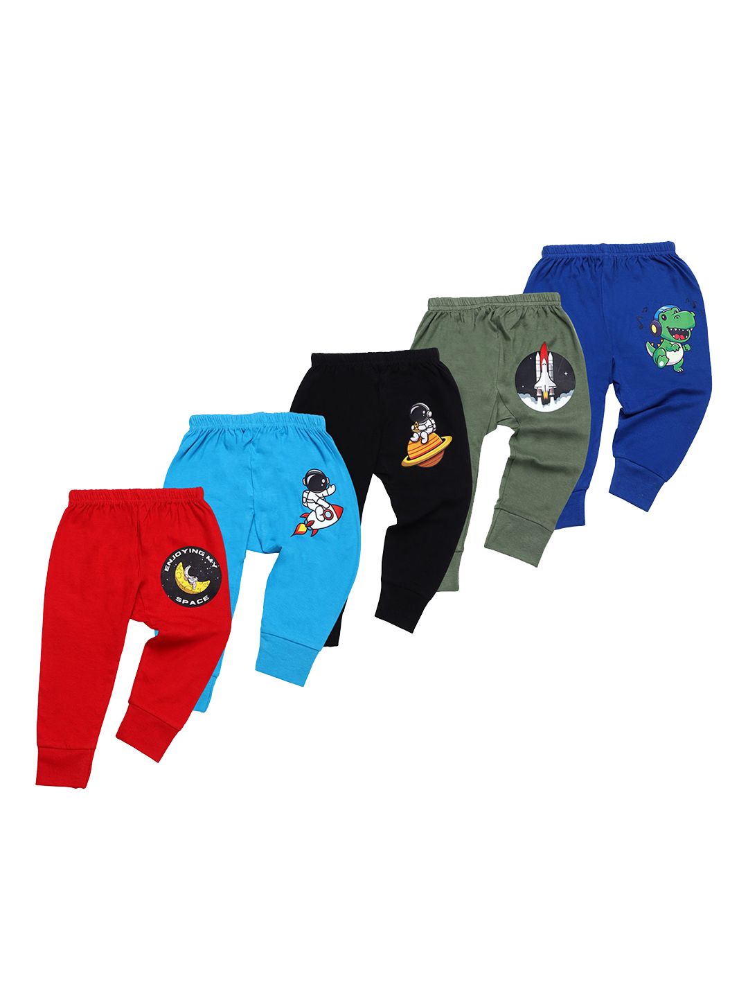 Superminis Kids Pack of 5 Printed Cotton Track Pants-picture-23