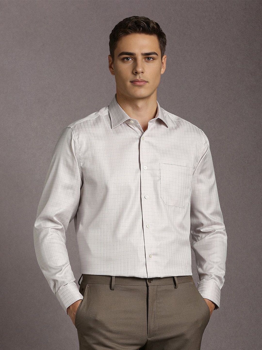 Louis Philippe Checked Long Sleeves Pure Cotton Formal Shirt-picture-38