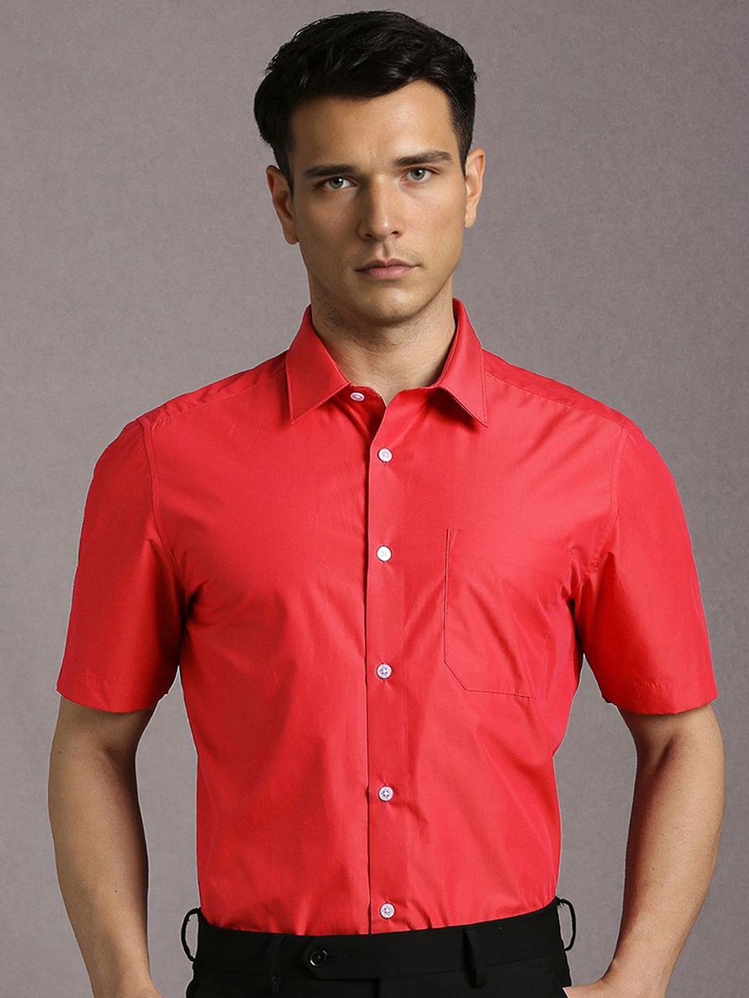 Louis Philippe Men Solid Spread Collar Pure Cotton Formal Shirt-picture-36