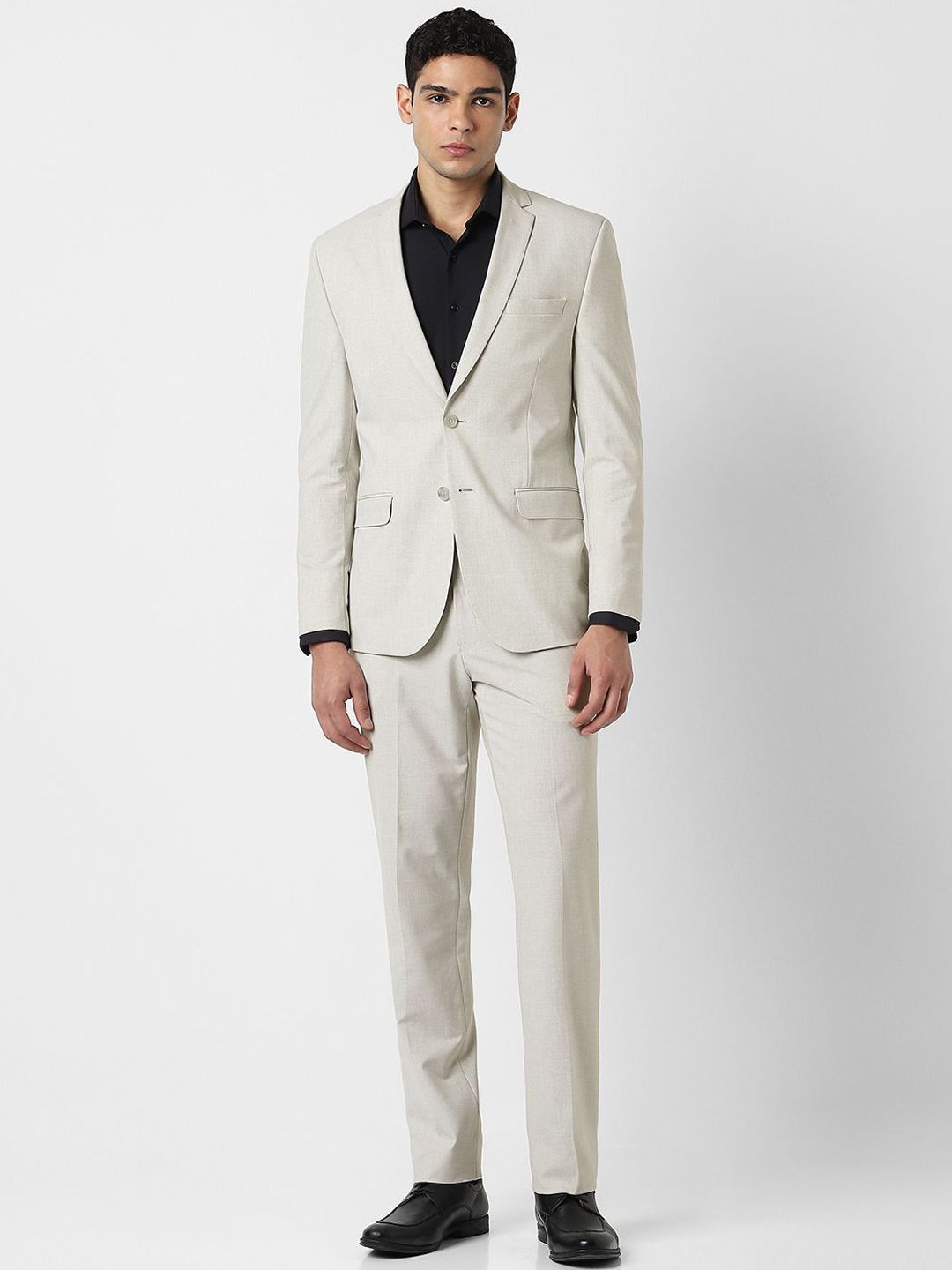 Van Heusen Textured Slim-Fit Single-Breasted Two-Piece Suits-image-31