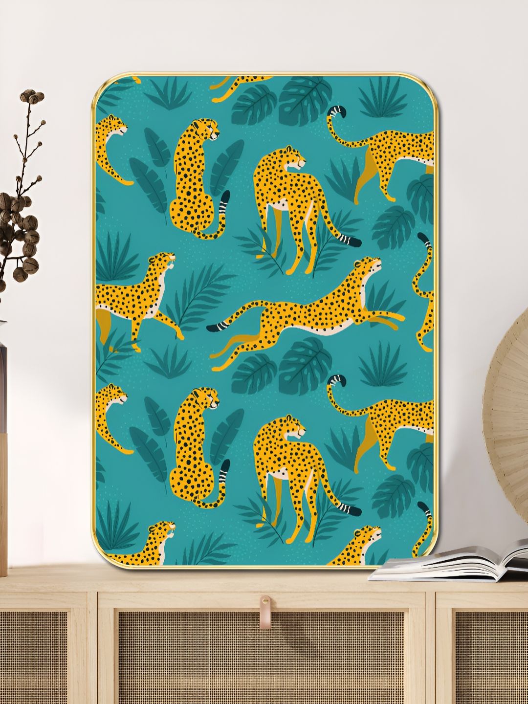 Livin'luxe Green & Yellow Cheetah Jungle Wall Art-picture-39