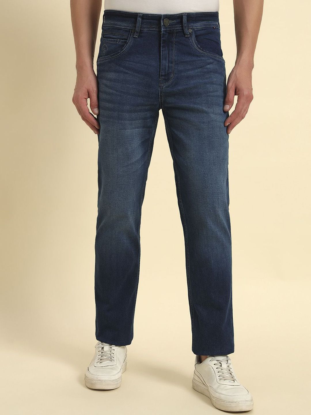 Cantabil Men Jean Slim Fit Mid-Rise Light Fade Denim Jeans-picture-11