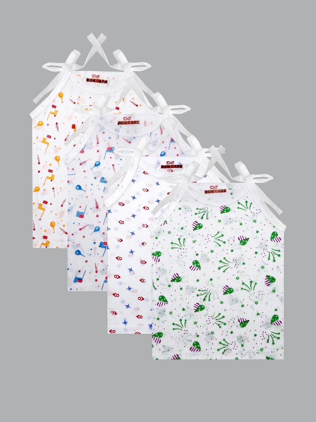 DON CARE Pack of 4 Kids Cotton Vests For 0-3 Months Old