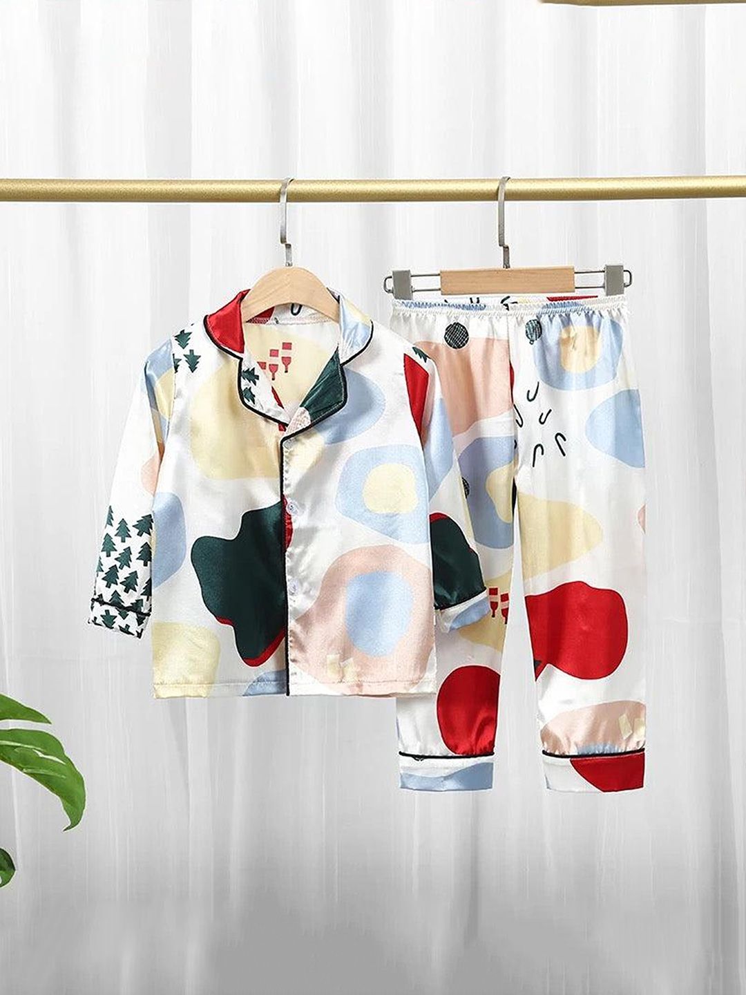 TrendyKid Girls Printed Lapel Collar Shirt With Pyjama-picture-32