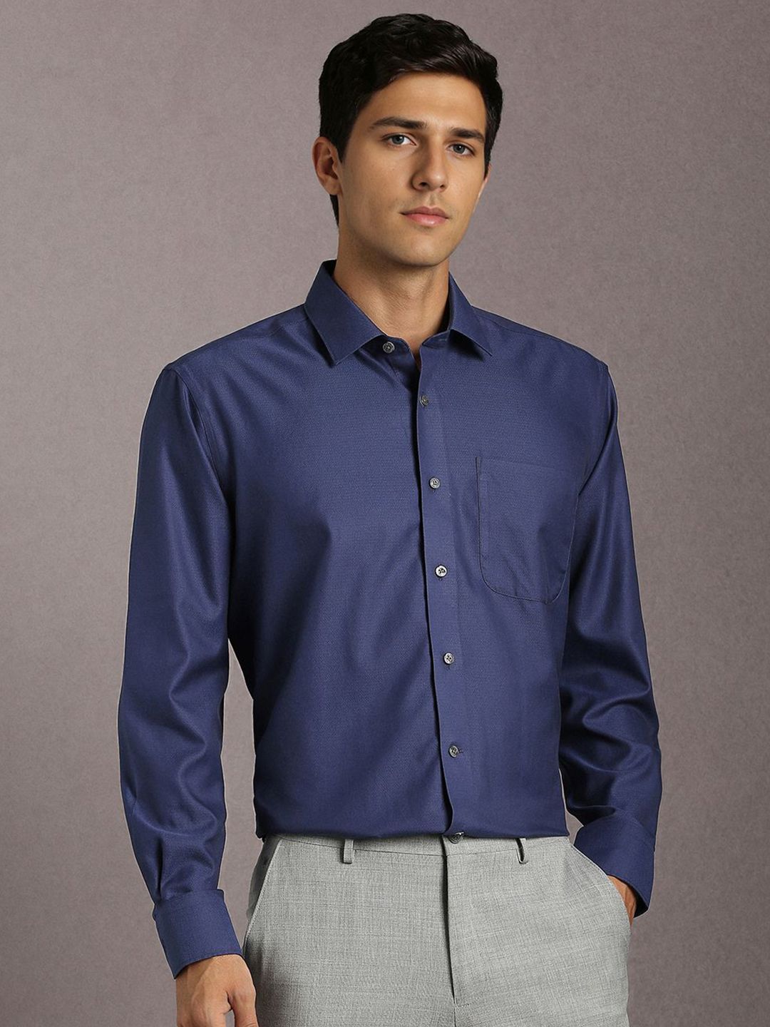 Luxure by Louis Philippe Abstract Printed Spread Collar Formal Pure Cotton Shirt-picture-23