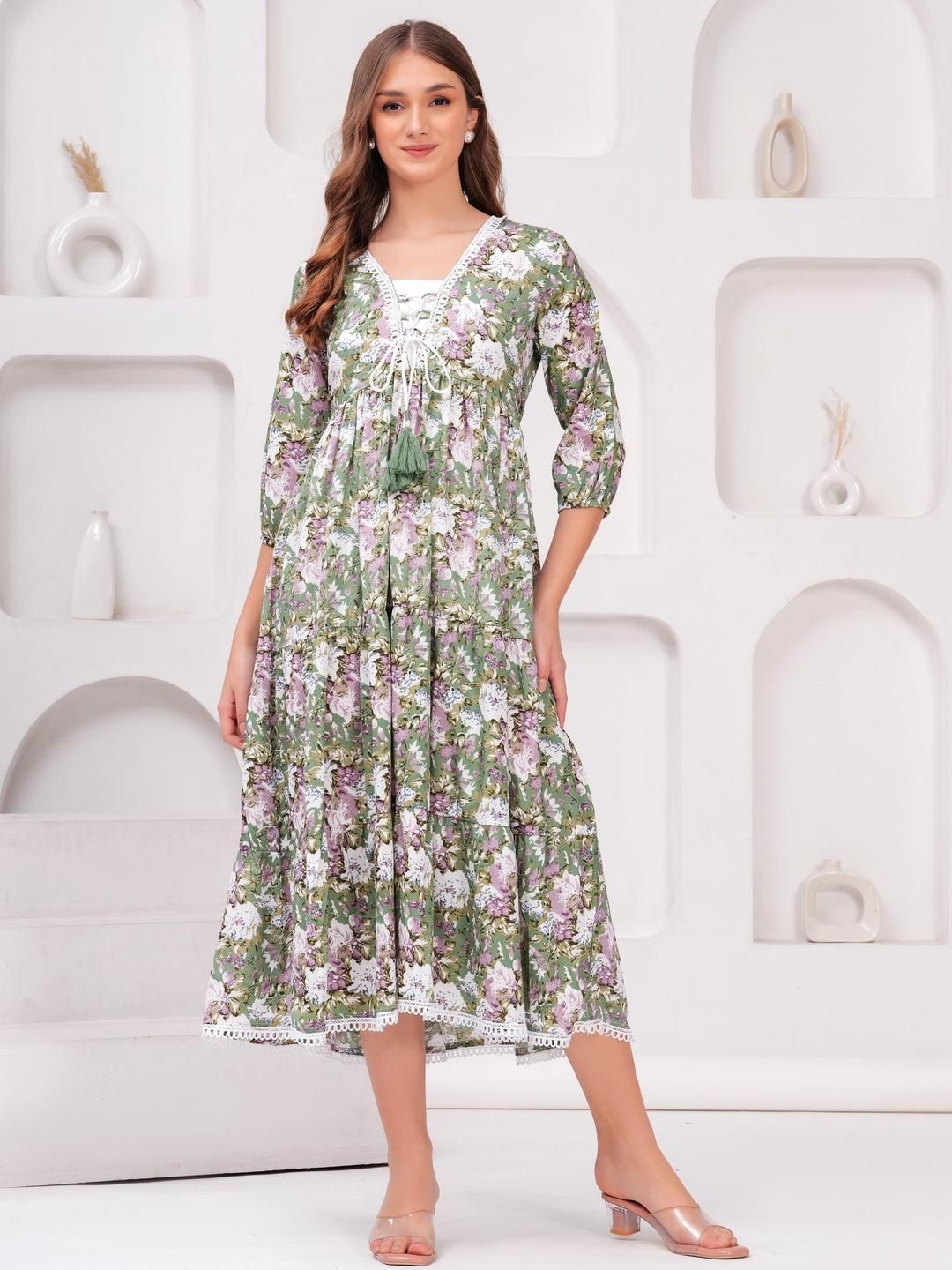 Jyoti Women Floral Print Crepe Fit And Flare Maxi Dress-picture-29