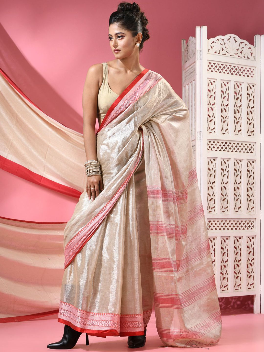 TANTLOOM Woven Design Silk Cotton Saree-picture-24