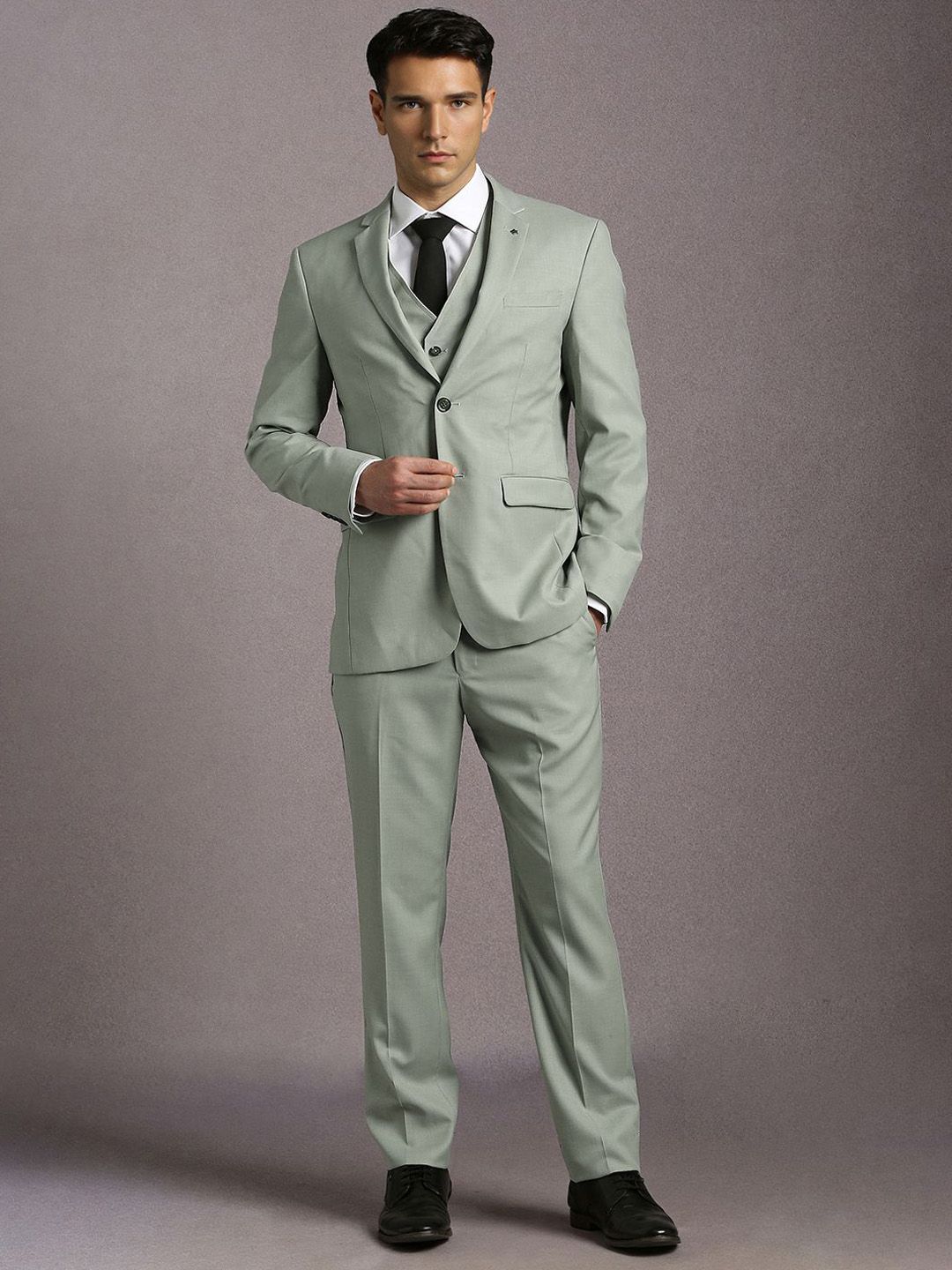 Louis Philippe Self-Design Slim Fit 3-Piece Suits-picture-58