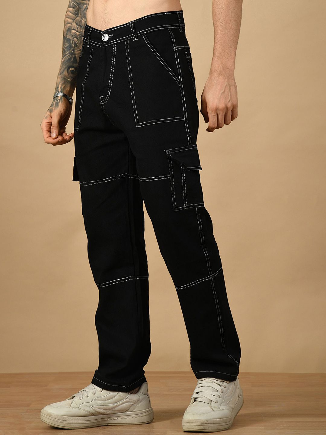 COMFITS Men Classic Regular Fit Mid-Rise Stretchable Cotton Cargo Styles Jeans-picture-34