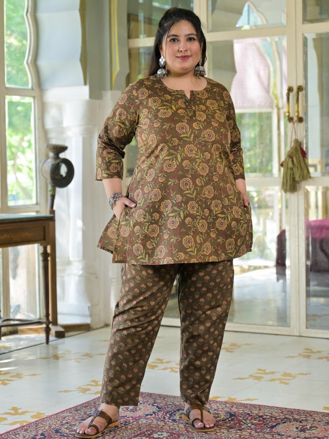 ROPADEMODA Women Plus Size Printed Pure Cotton Co-Ords-picture-24