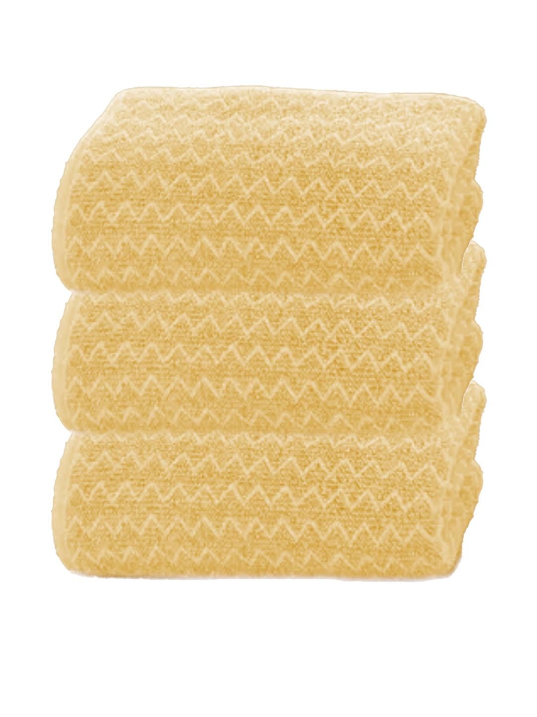 Black Gold Pack of 3 Yellow Zigzag Microfiber Hand Towel-picture-36