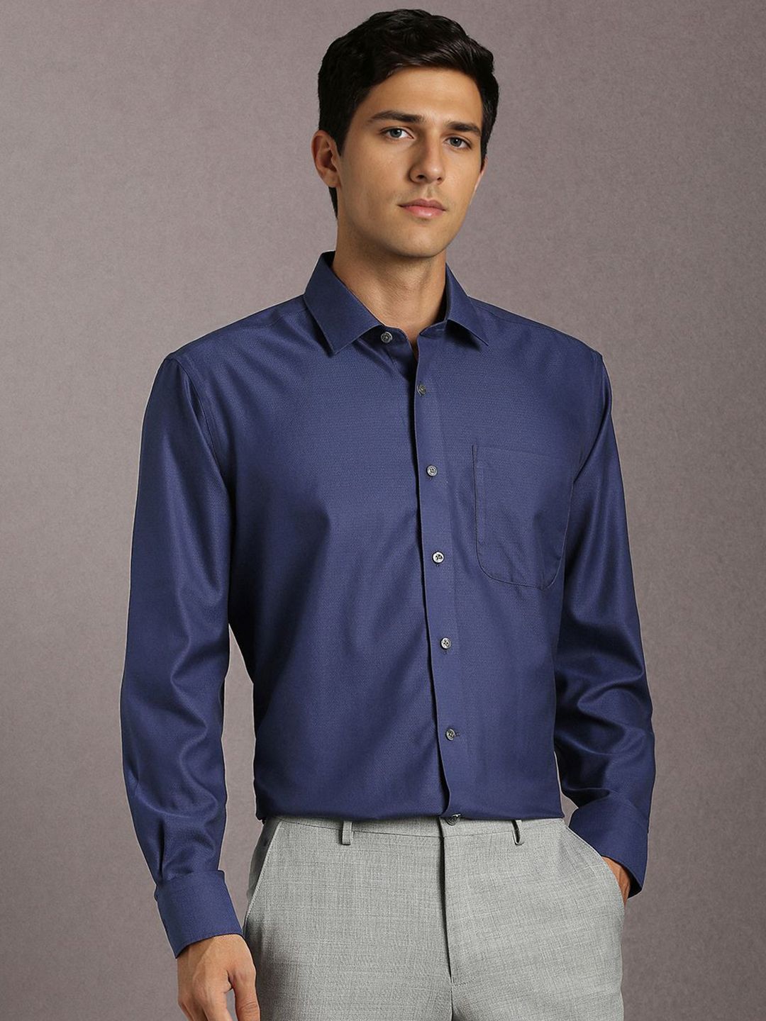 Luxure by Louis Philippe Abstract Printed Spread Collar Formal Pure Cotton Shirt-picture-24