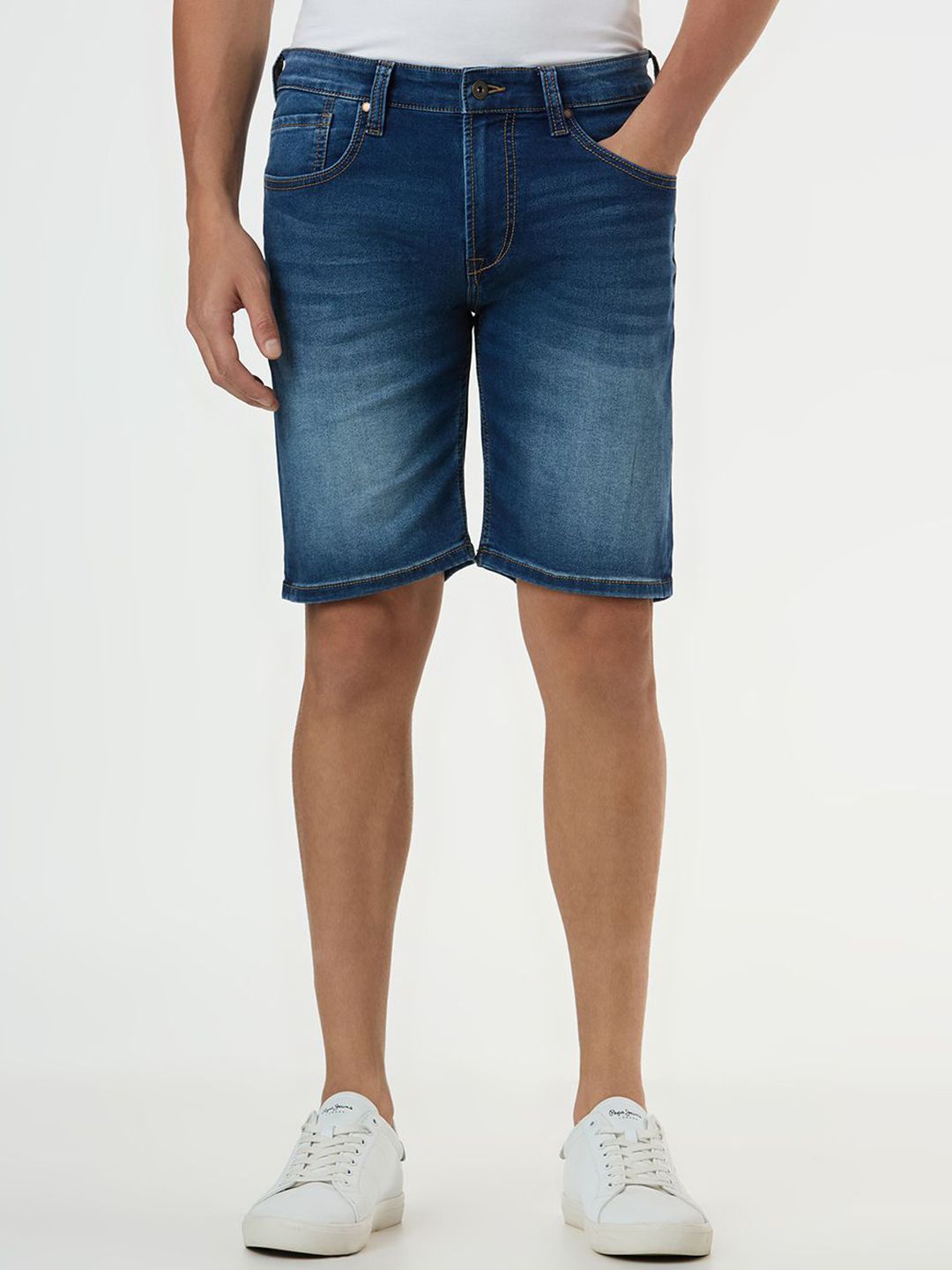 Pepe Jeans Men Washed Slim Fit Mid-Rise Denim Shorts-picture-22