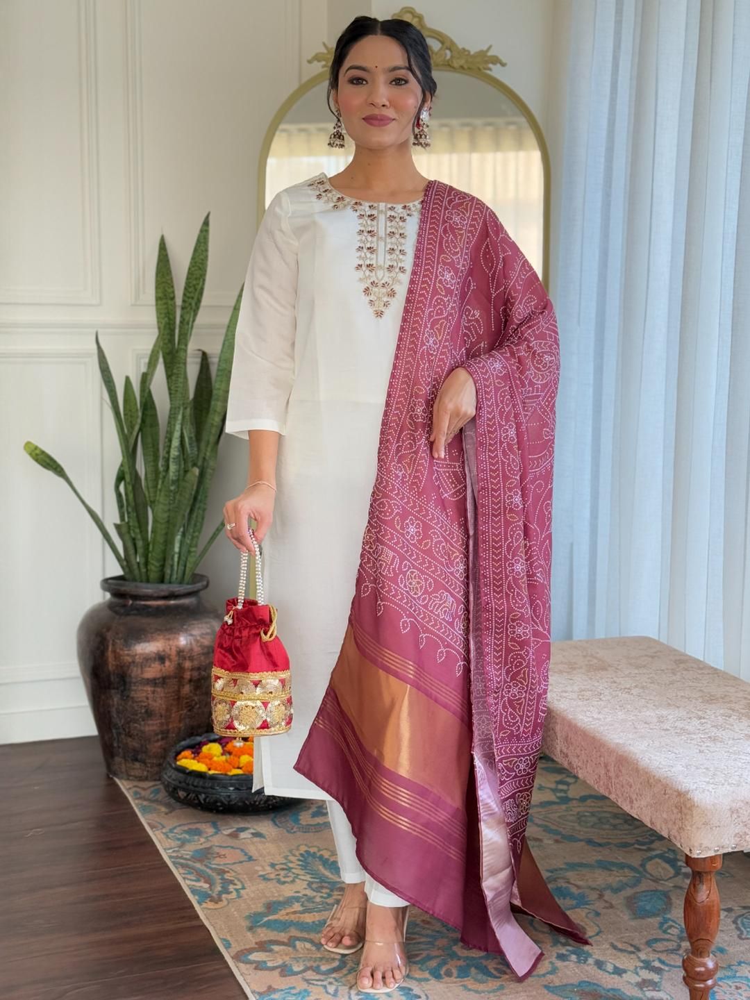 URMIR FASHION Women Embroidered Kurta with Trousers & Dupatta