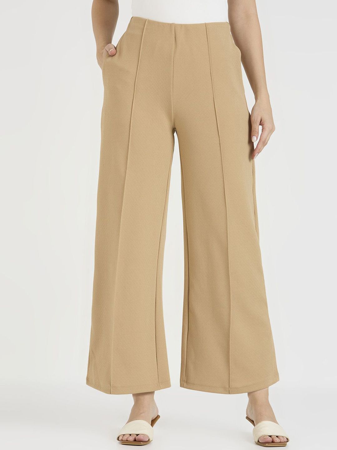 CORSICA Women Relaxed Straight Leg Flared High-Rise Easy Wash Trousers-picture-17