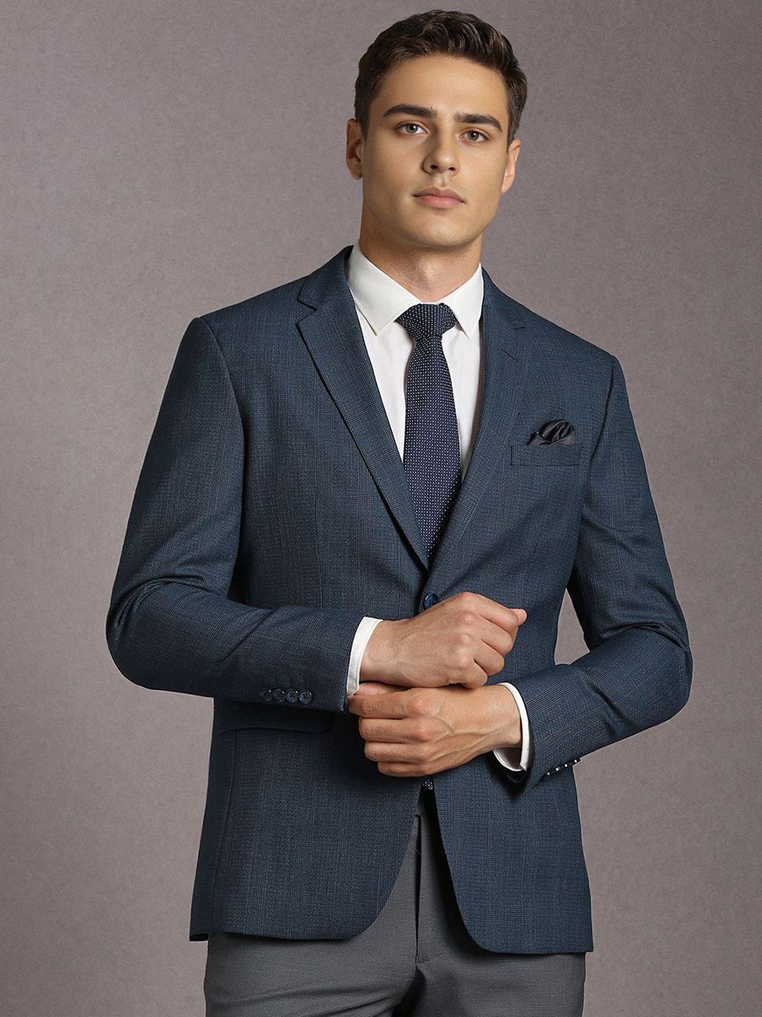 Louis Philippe Slim-Fit Single Breasted Formal Blazer