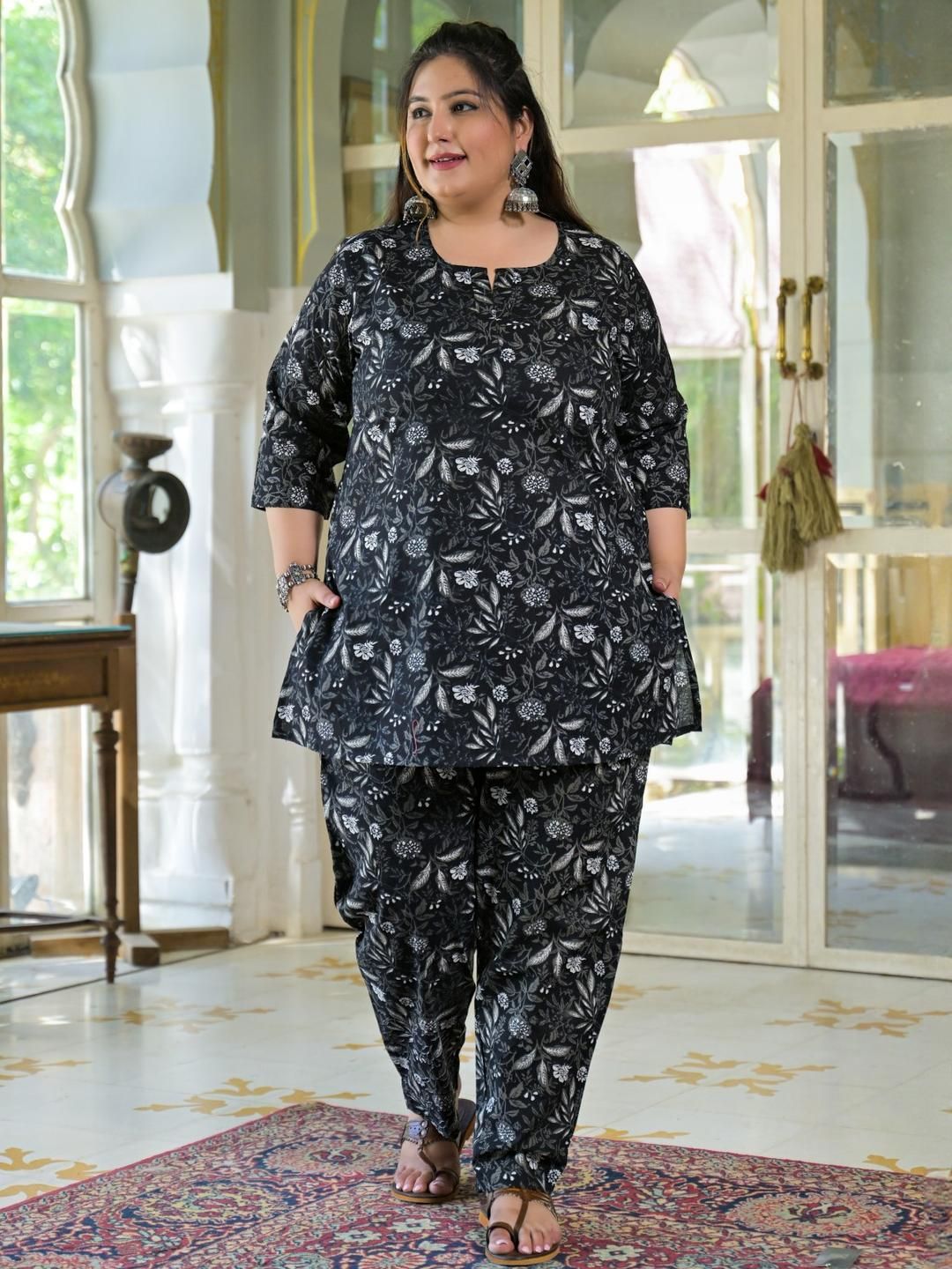 ROPADEMODA Women Plus Size Printed Pure Cotton Co-Ords-picture-11