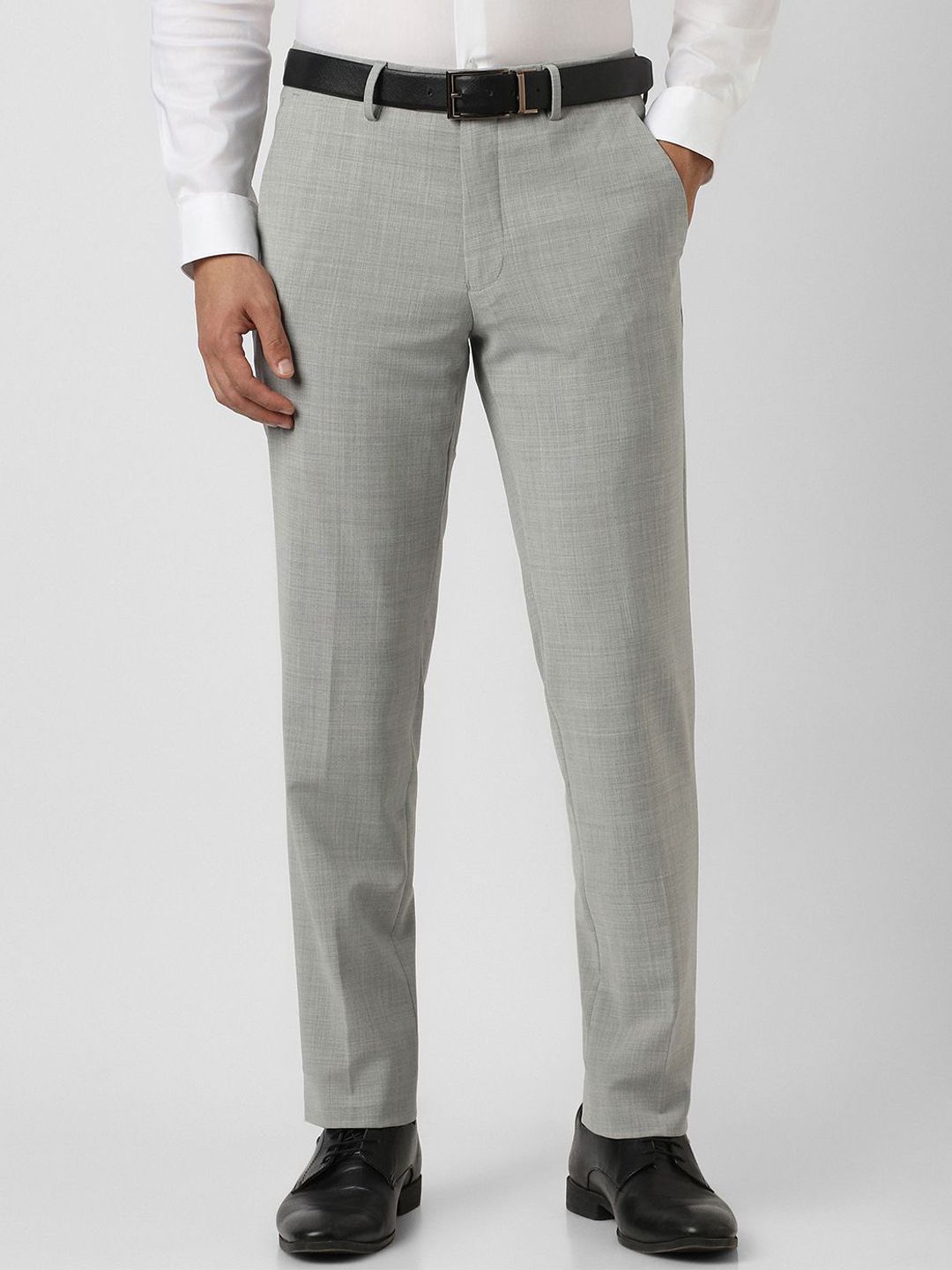 Van Heusen Men Textured Slim Fit Mid-Rise Formal Trousers-picture-30