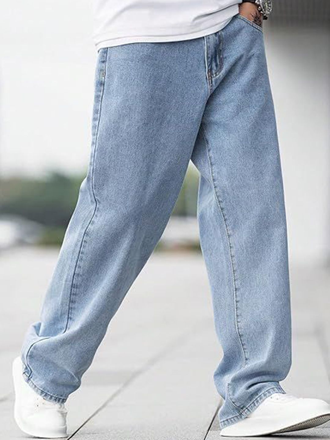 me Queen Men Wide Leg Mid-Rise No Fade Jeans-picture-23