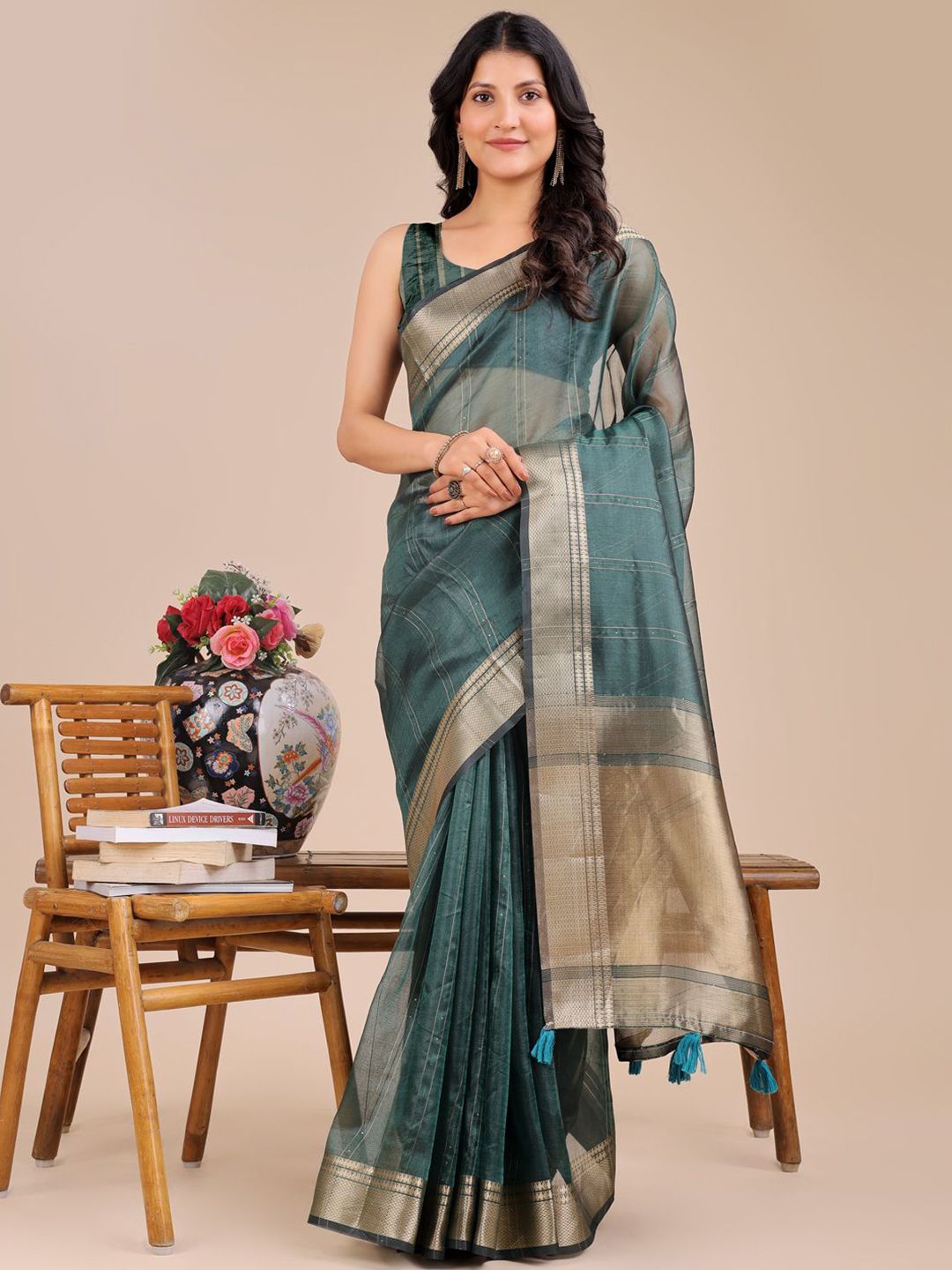 Astita Woven Design Zari Organza Saree-picture-27