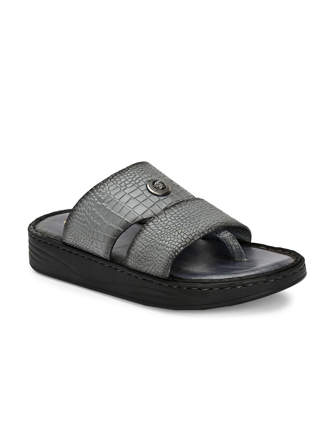 Hitz Men Textured Leather Comfort Sandals-image-46