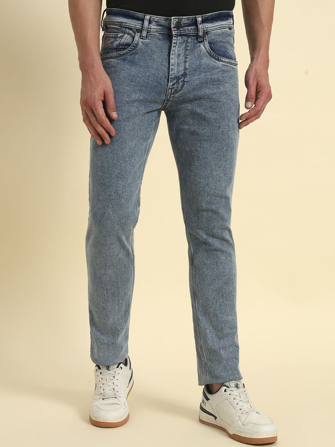 Cantabil Men Jean Slim Fit Mid-Rise Heavy Fade Pure Cotton Jeans-picture-12