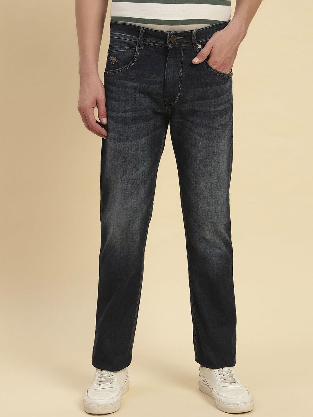 Cantabil Men Jean Regular Fit Mid-Rise Heavy Fade Jeans-picture-29