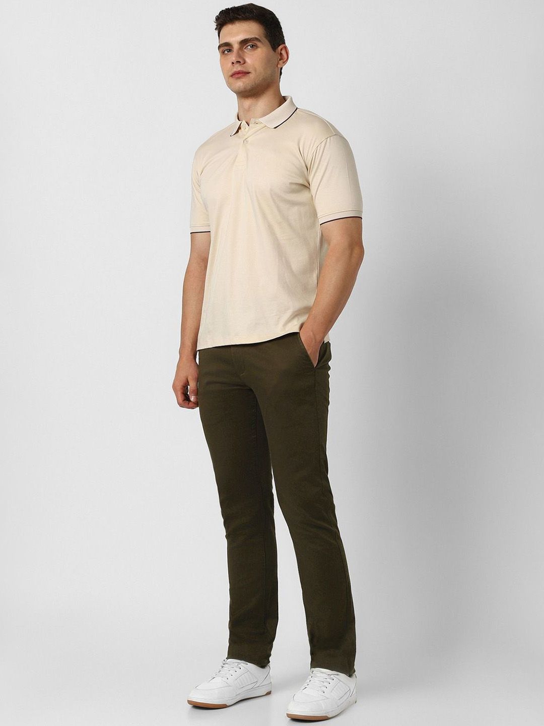 Peter England Casuals Men Textured Slim Fit Trousers