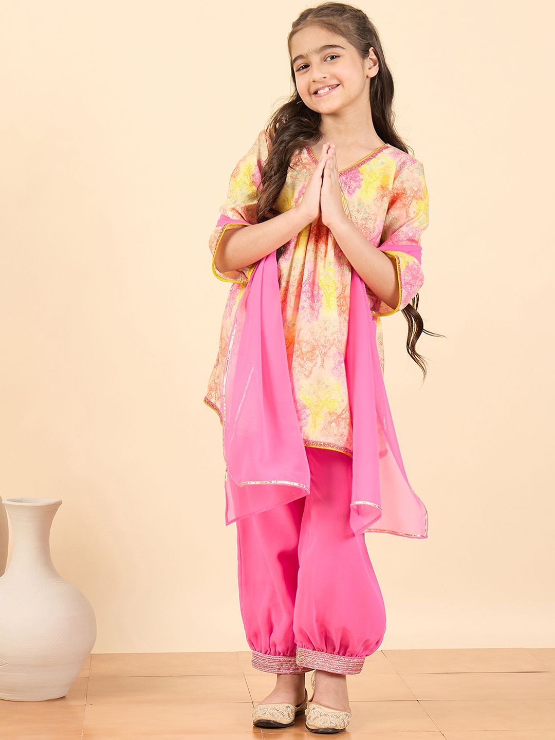 Stylo Bug Girls Abstract Printed Empire Pure Cotton Flared Kurti With Salwar-picture-57