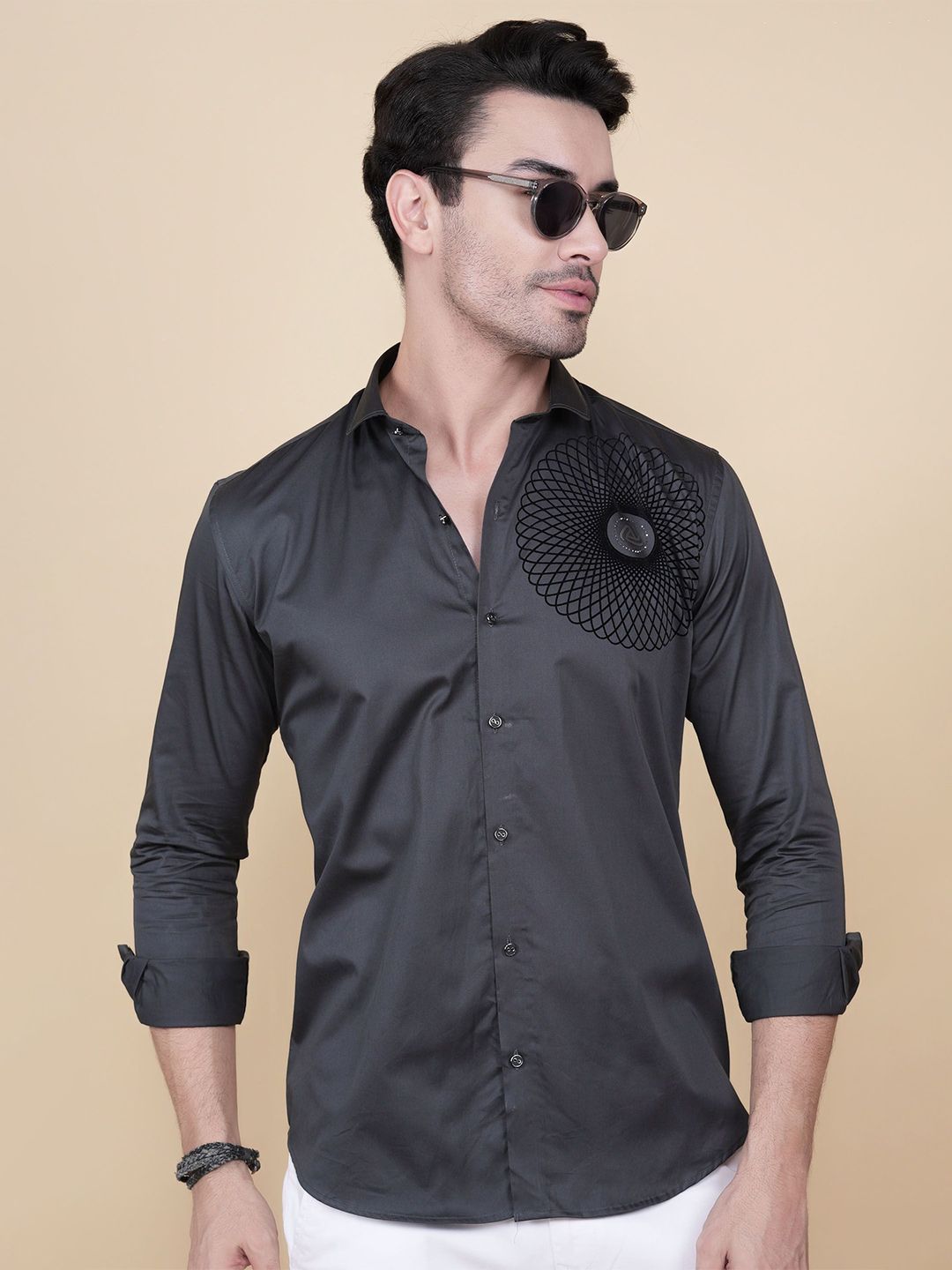 ALMATY Marcello Comfort Geometric Printed Slim Fit Cotton Shirt-picture-18