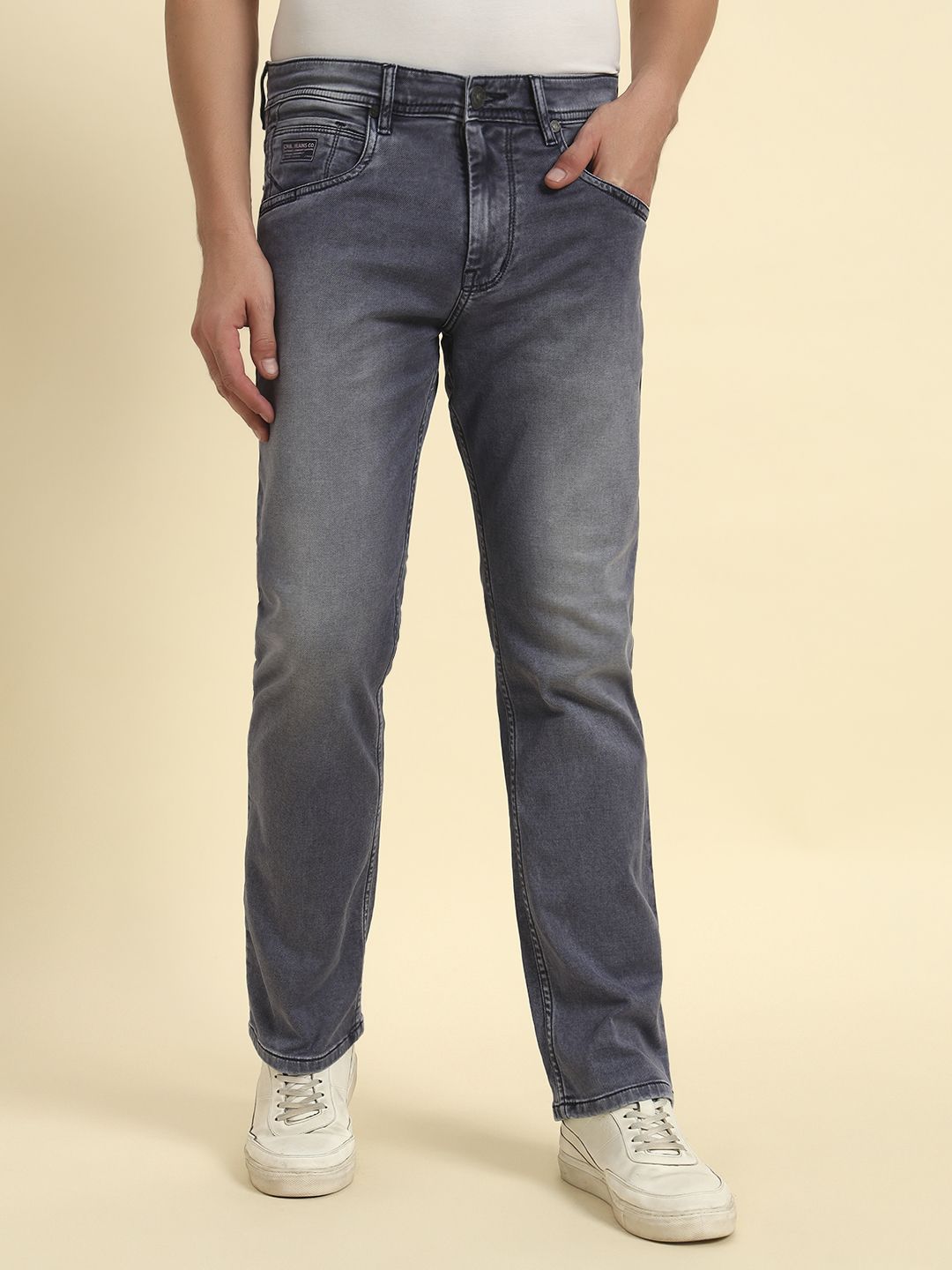 Cantabil Men Jean Regular Fit Mid-Rise Heavy Fade Denim Jeans-picture-31