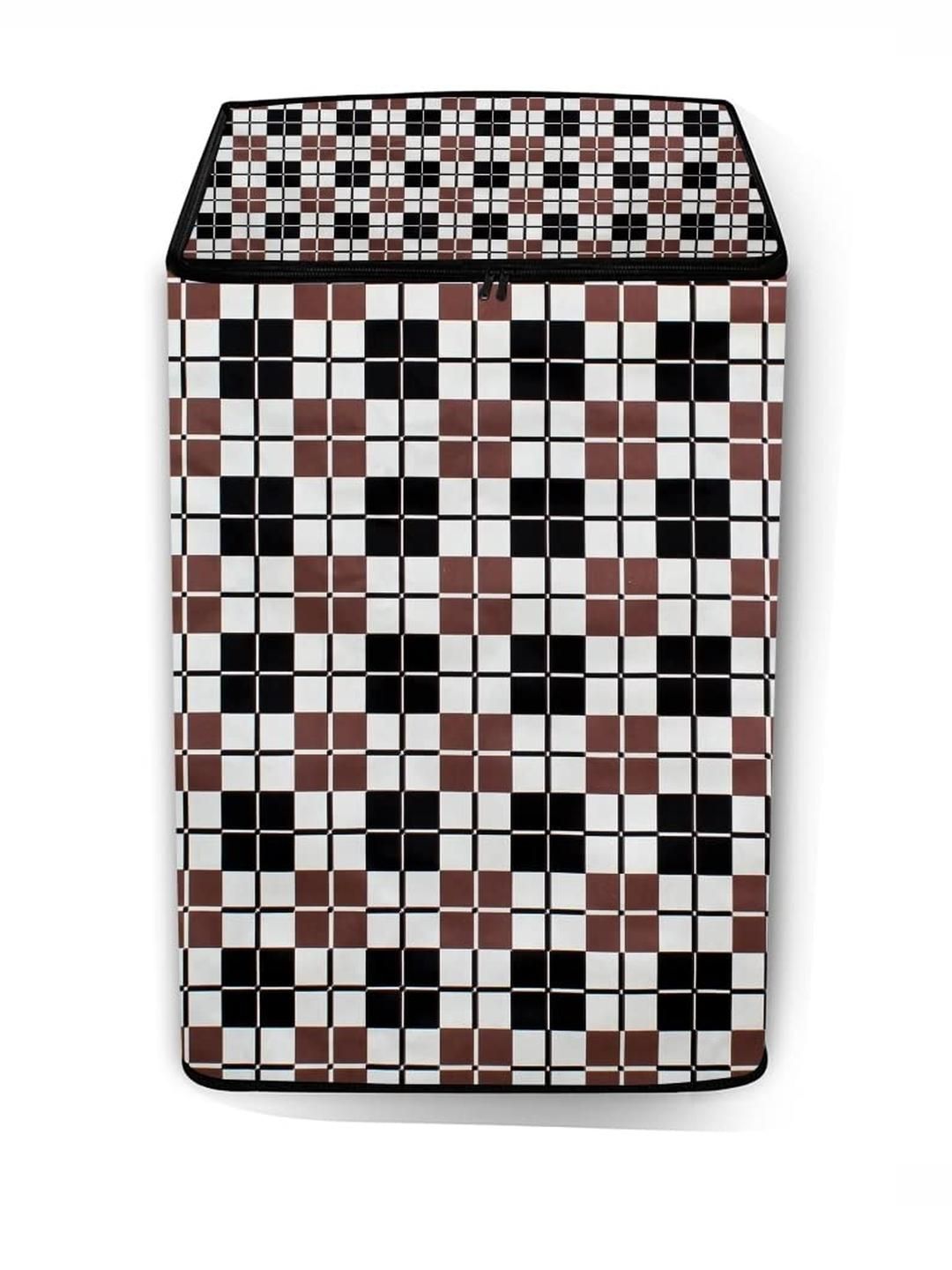 The Furnishing Tree Washing Machine Cover Checkered Pattern Grey Compatible for Whirlpool 7 Kg Full-picture-21