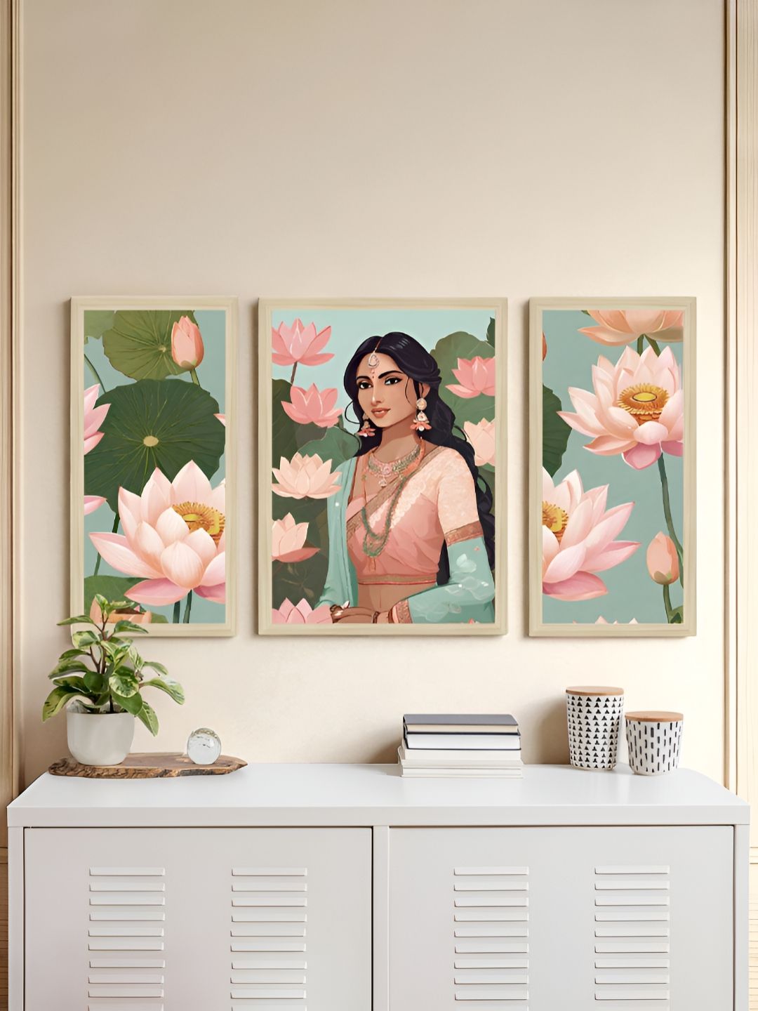 Art Street Pink & Green 3 Pieces MDF Abstract Wall Art-picture-28