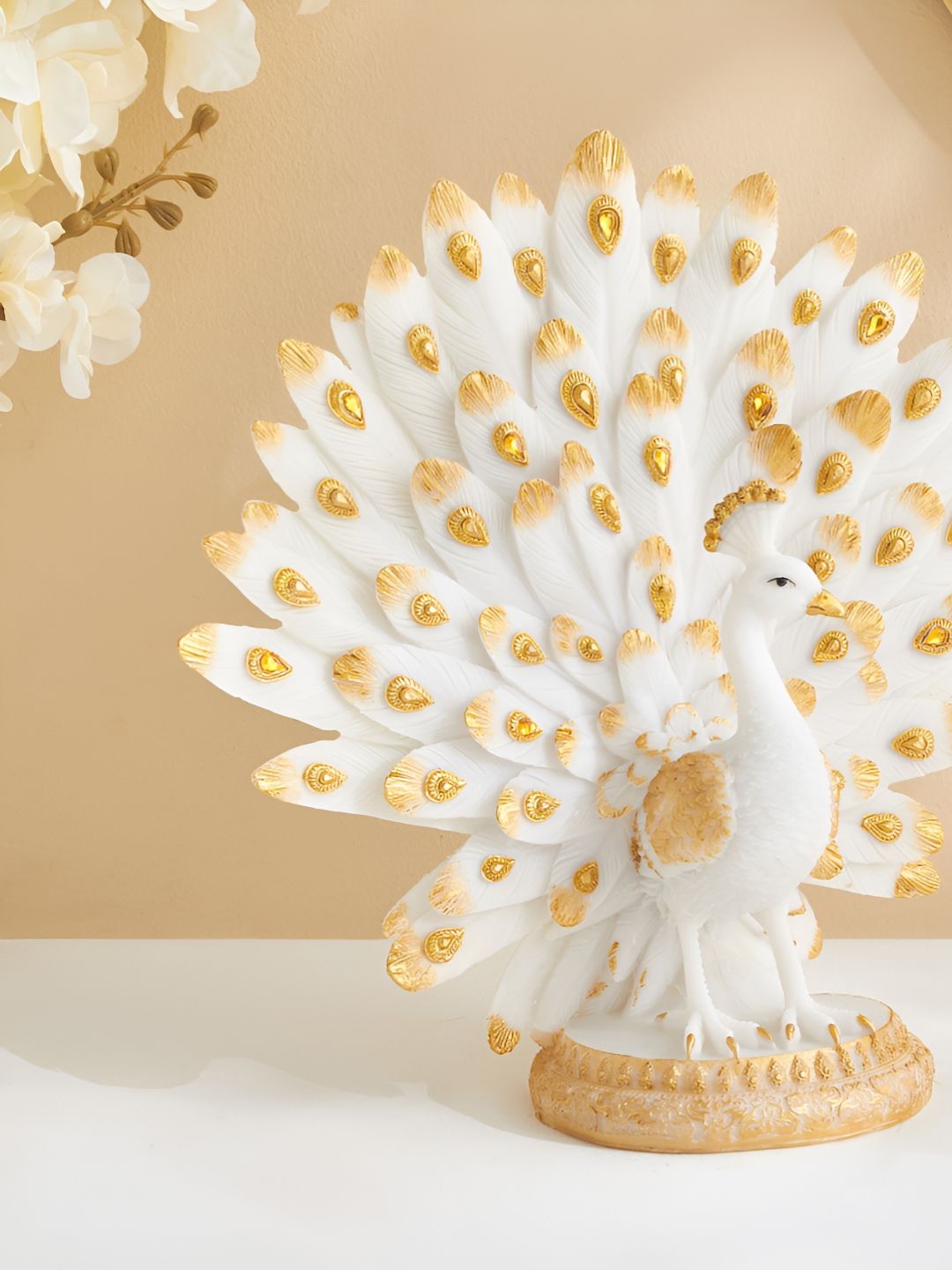 Home Centre White & Gold-Toned Ceramic Figurine Showpiece-picture-37