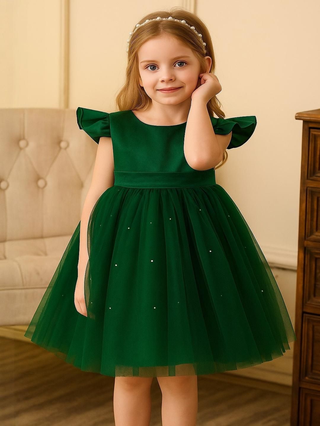Tejam Kids-Girls Green Dresses-image-39