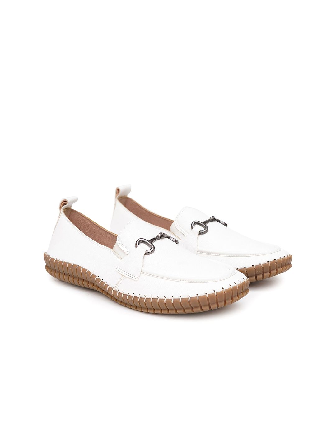 Sherrif Shoes Women Textured Round Toe Loafers-picture-32