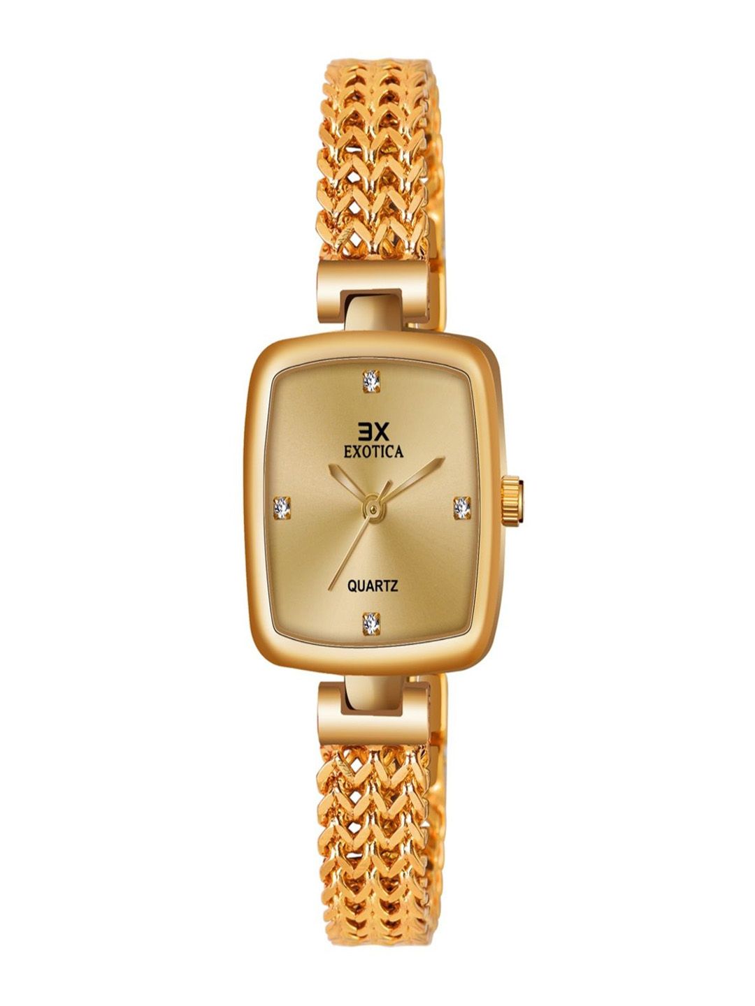 Exotica Fashion Women Rectangular Dial Analogue Watch EX-6014-Gold-image-22