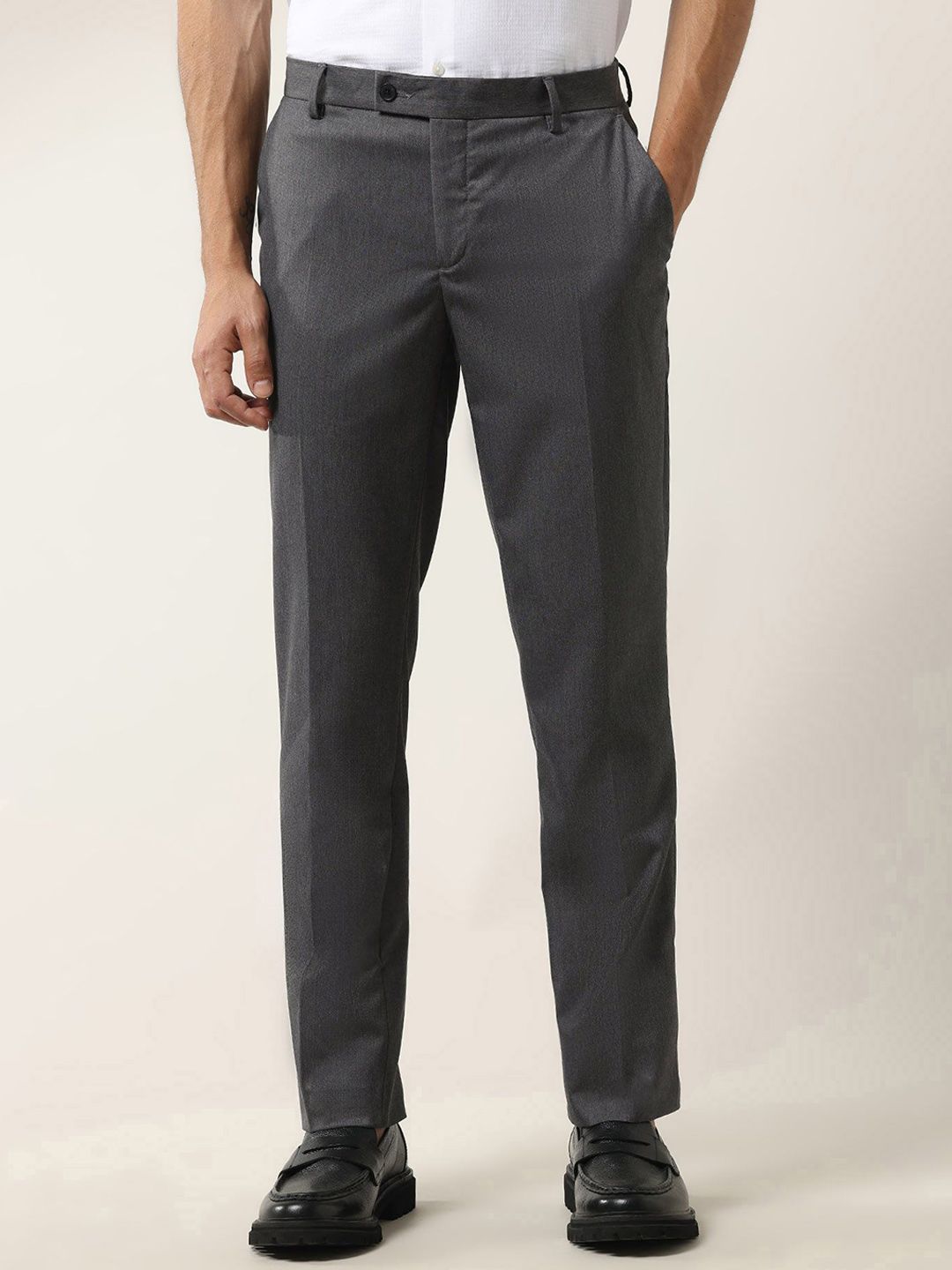 Arrow Men Heathered Tapered Fit Formal Trousers-picture-24