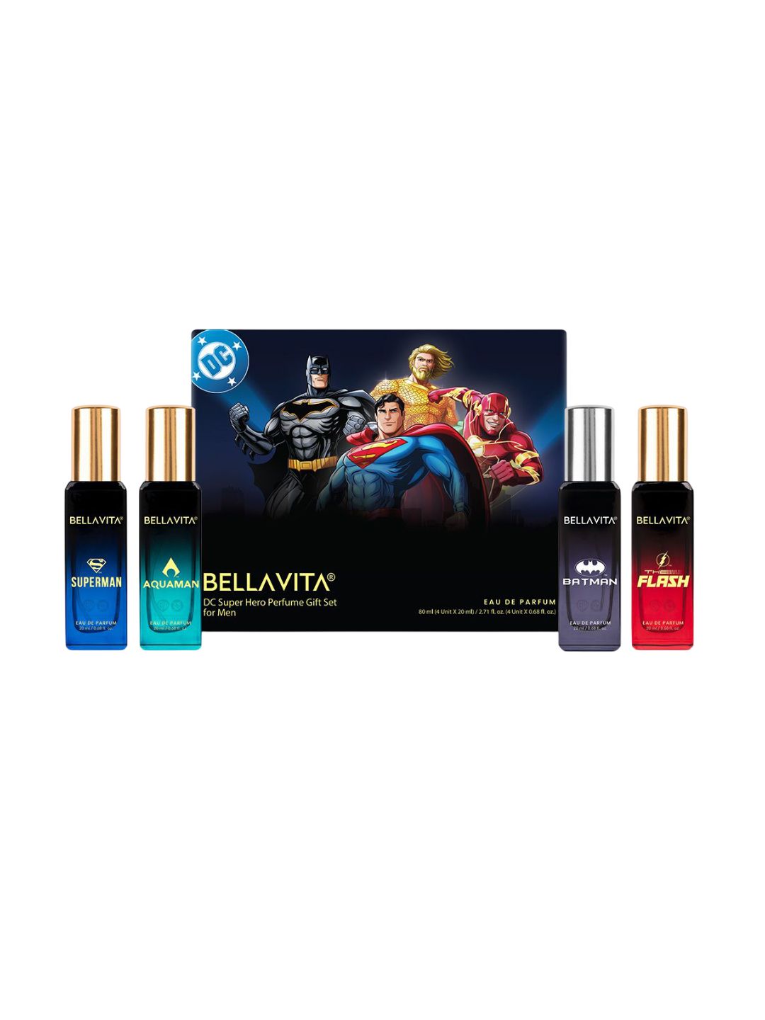 Bella Vita Organic Men Set Of 4 Superman- Aquaman- Batman- The Flash EDP- 20 ml Each-image-37
