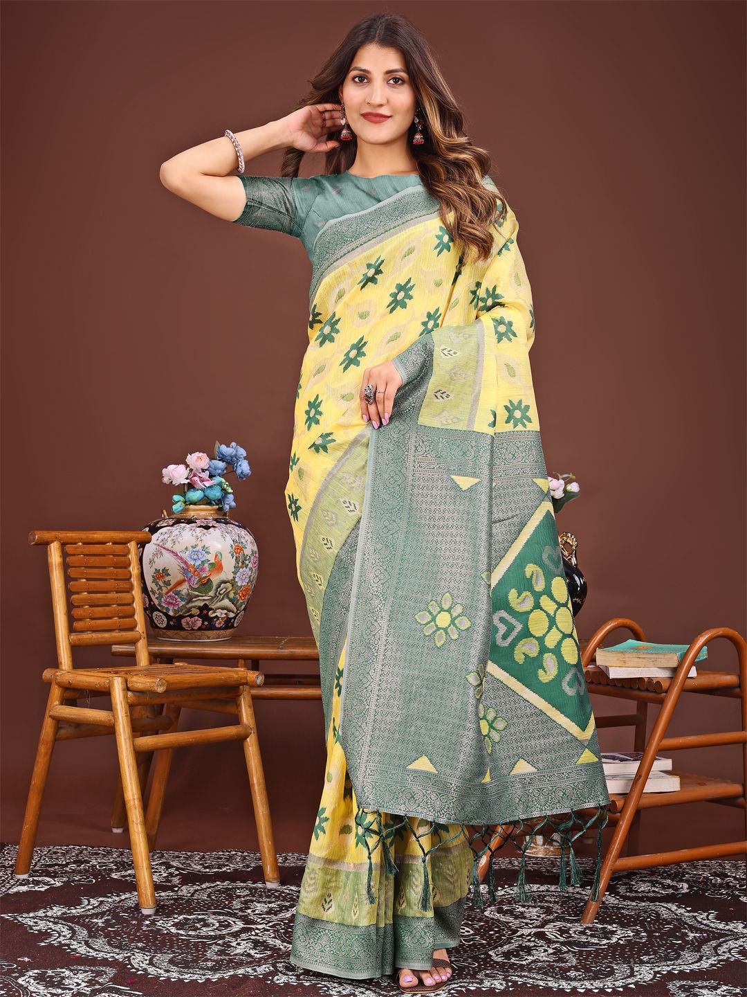 Astita Woven Design Zari Saree with Blouse Piece-picture-10