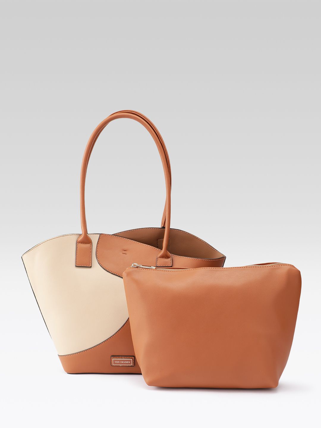Van Heusen Colourblocked Shopper Tote Bag with Pouch-picture-33