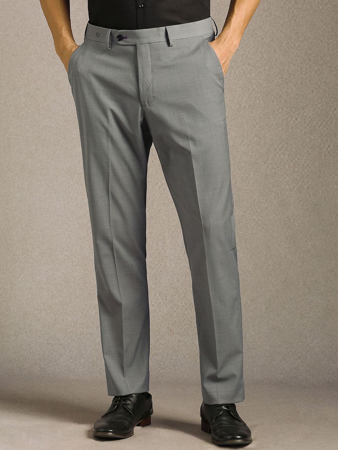 Luxure by Louis Philippe Men Textured Slim Fit Formal Trousers-picture-25