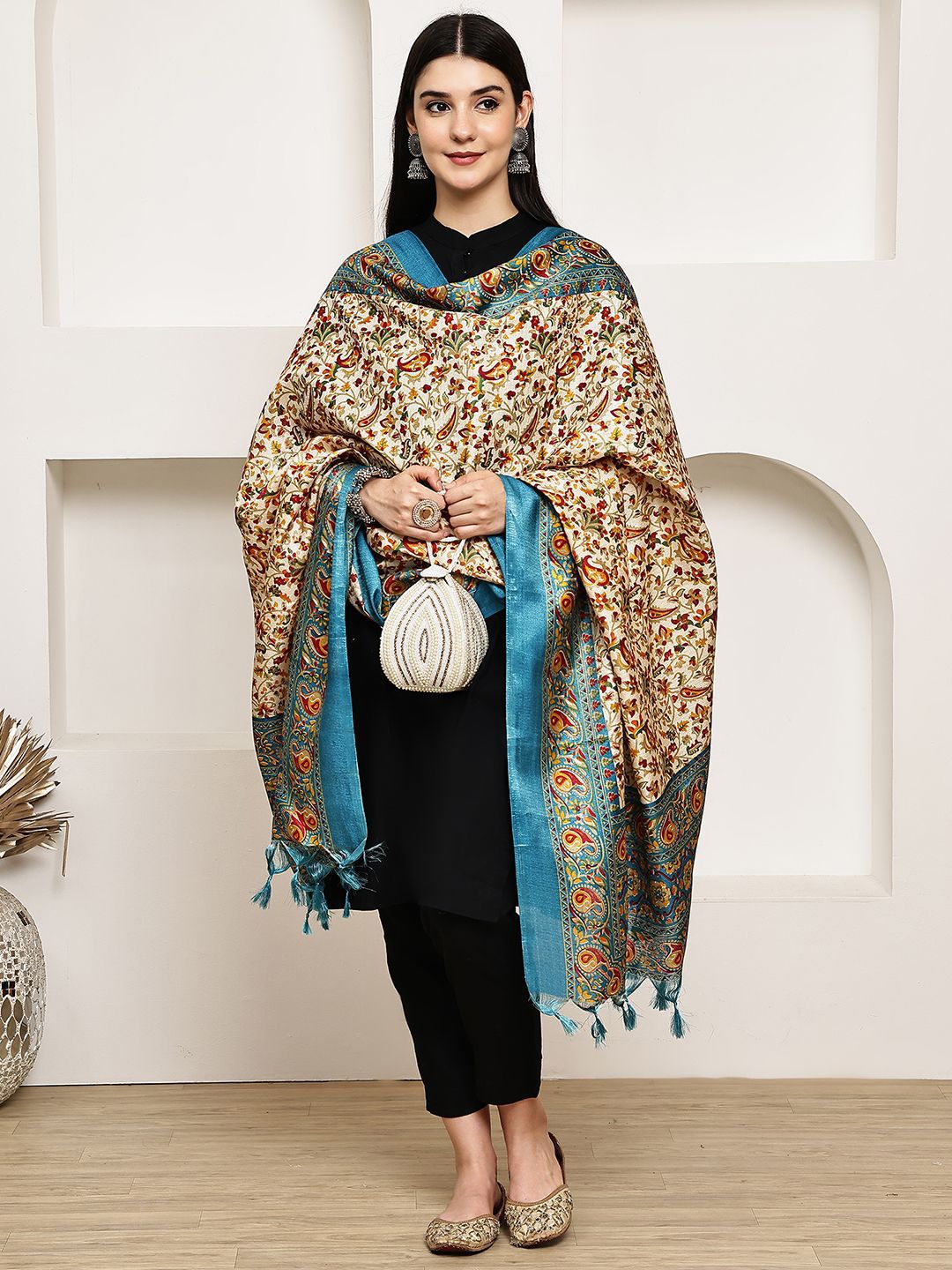 LOOM LEGACY Floral Printed Modal Dupatta-picture-38