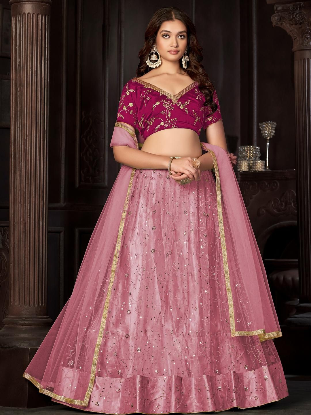 Embroidery and Sequins work Net Fabric Lehenga Choli With Net Dupatta-image-31